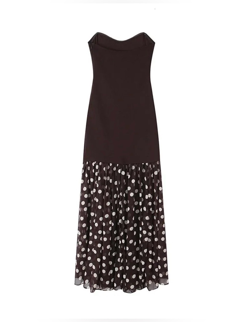 🔥🔥Zara Strapless Brown Polka Dot Mermaid Dress - Picture 11 of 13